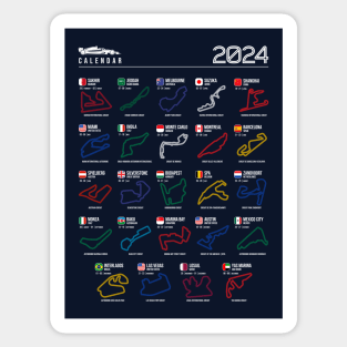 Calendar 2024 Formula Racing Tracks (Colors) Sticker